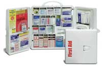 Refillable first aid station (303 pieces) all enclosed in mountable case. Refillable first aid station (303 pieces)